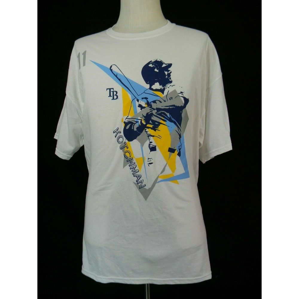 Gildan Shirt Men XL White Casey Kotchman Tampa Bay Rays 2009 Friday Fest Vintage
